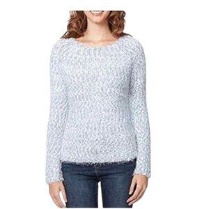 BUFFALO- WOMENS KNIT BLUE-GREY/WHITE CREW NECK LONG SLEEVE SWEATER SIZE MEDIUM